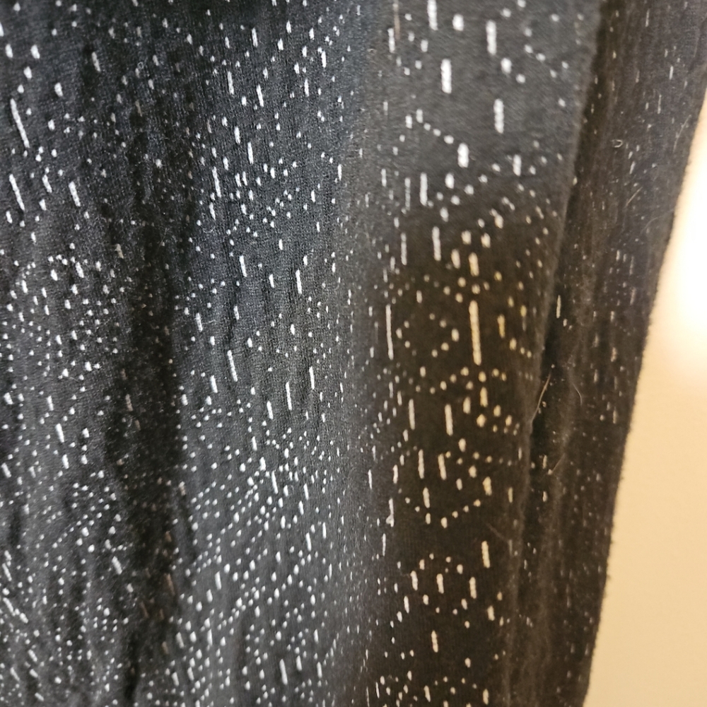 Wild Pearl Black Tan Open Front Sherpa Cardigan Sweater Size Large - Picture 4 of 6